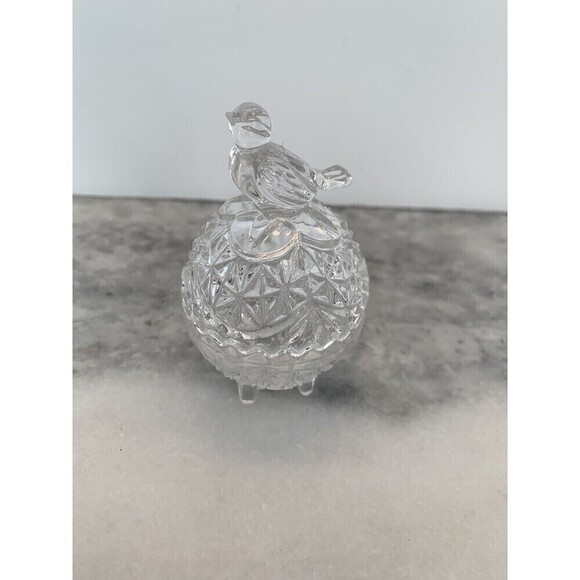 Hofbauer German Byrde Bird Crystal Miniature Sawtooth Lidded Trinket Box Germany - Picture 5 of 12